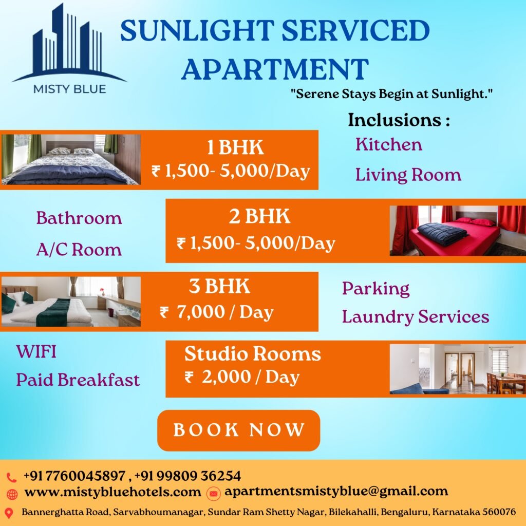 misty blue serviced apartments bangalore, mistyblue serviced apartments btm layout, mistyblue serviced apartments in bangalore